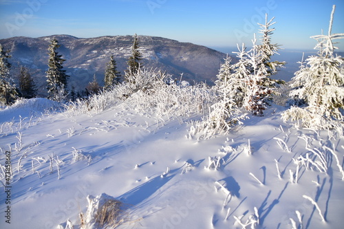 Skrzyczne Peak, Beskidy Mountains, Poland, winter, snow,