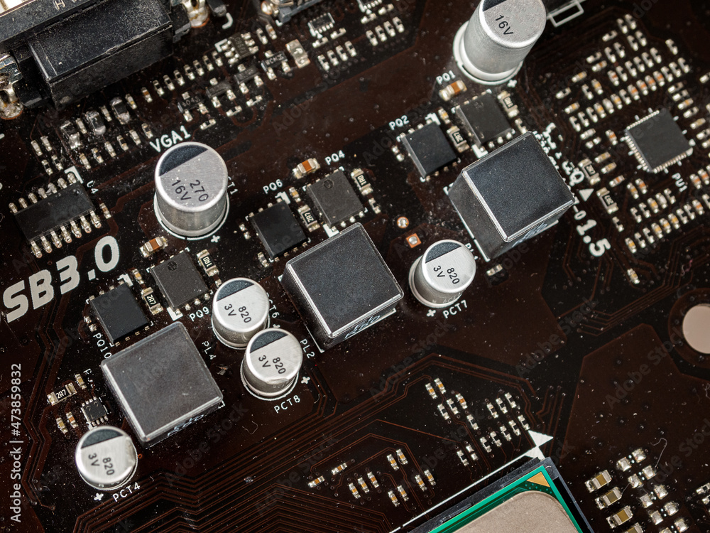 CPU power supply circuit on the motherboard, mosfets, solidstate