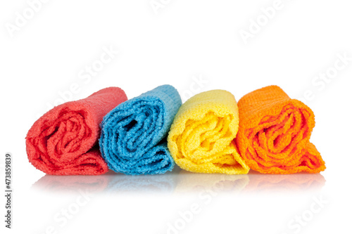Obraz na plátně Indoor cleaning rags made of microfiber material, a convenient modern system for