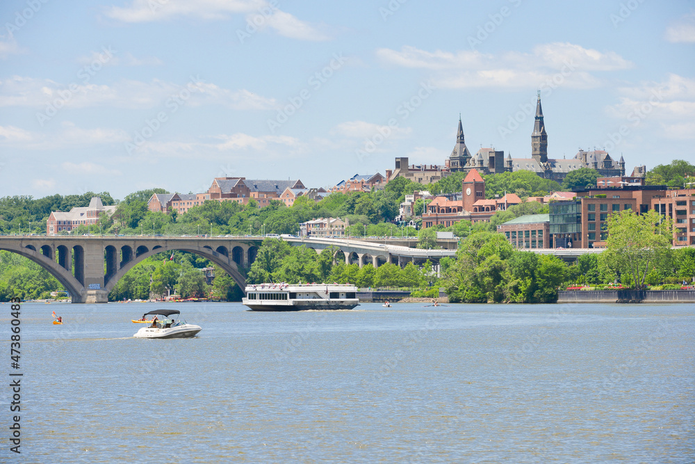 Georgetown and Key Bridge over Potomac River - Washington D.C. United States Georgetown and Key Bridge over Potomac River - Washington D.C. United States