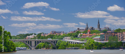 Georgetown and Key Bridge over Potomac River - Washington D.C. United States 