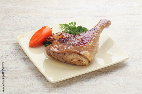 Roasted duck leg with orange sauce