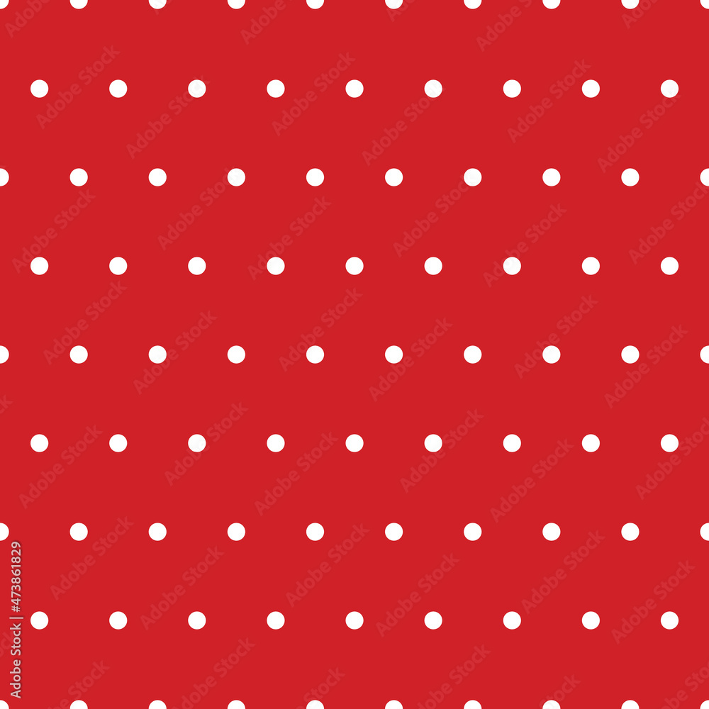 Estampat mocador casteller topos vermells. Polka dot red seamless pattern surface design for human towers in Catalunya. Vector illustration geometric background print.