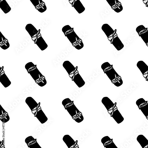 Geometric castells pattern with faixa castellera. Human tower Catalan tradition surface design. Vector illustrations in black and white, hand drawn in geometric repeat pattern.