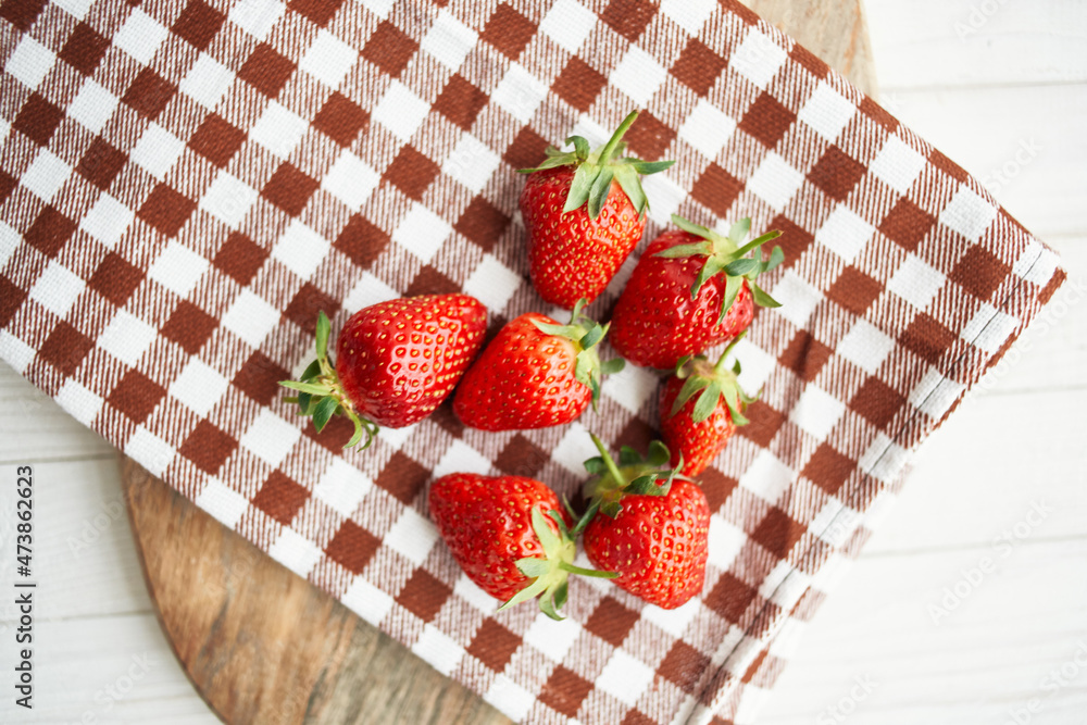 fresh strawberry summer fruit vitamins dessert checkered tablecloth fresh strawberry summer fruit vitamins dessert checkered tablecloth