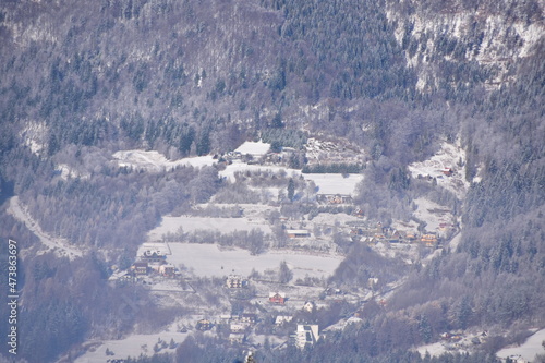 Fototapeta Naklejka Na Ścianę i Meble -  Szczyrk, Beskidy, góra Skrzyczne, zima, śnieg, mróz,