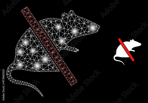 Constellation net no rats web icon with majestic light spots. Illuminated constellation created from no rats vector icon. Constellation carcass web polygonal no rats, on a black background.