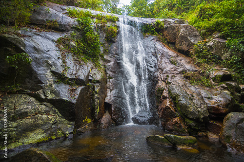 View of the beautiful Cachoeira da Feiticeira (Sorceress' Waterfall) at Ilha Grande - Ilha Grande, Angra dos Reis, Brazil photo