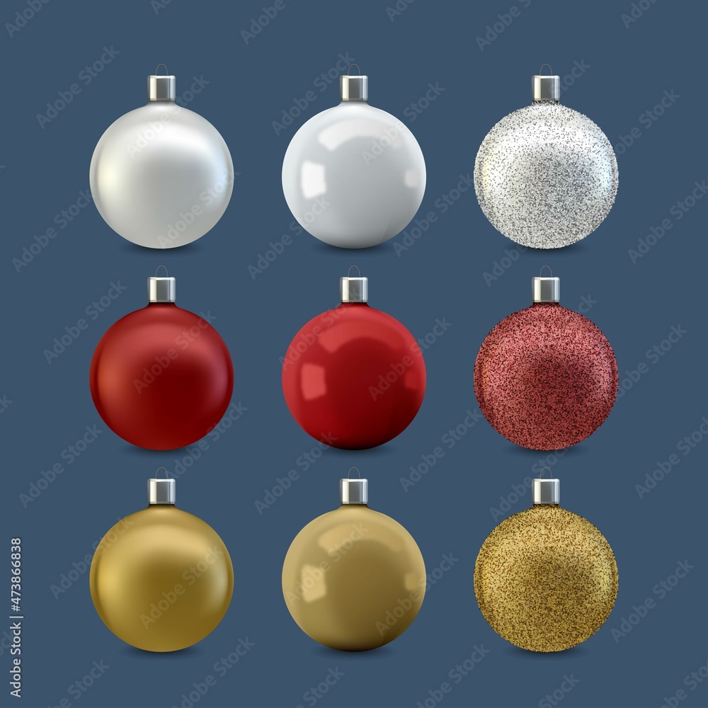 realistic christmas balls set vector design illustration