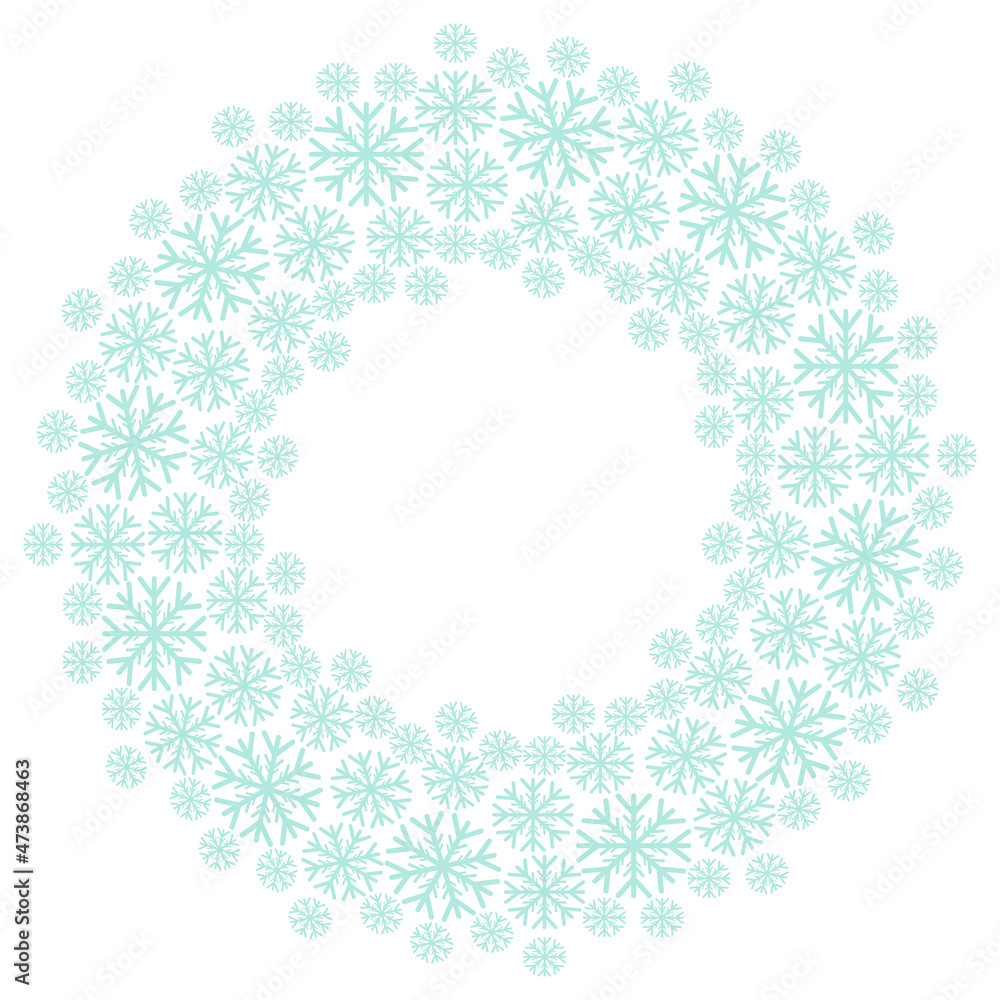 Wreath of snowflakes, winter in the form of a round frame for design Wreath of snowflakes, winter in the form of a round frame for design