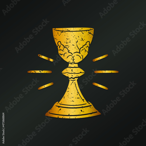 Gold Chalice Grail Christ Icon Silhouette Illustration. Religion Object Vector Graphic Pictogram Symbol Clip Art. Doodle Sketch Black Sign.