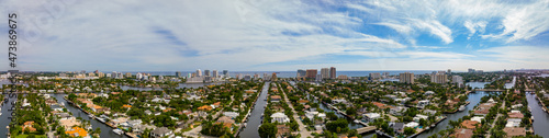 Aerial panorama luxury homes in Fort Lauderdale FL USA