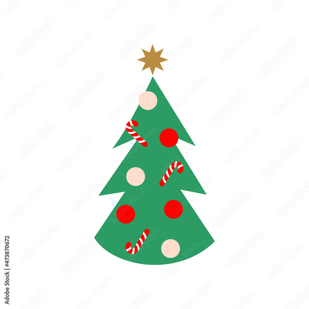 Christmas tree cartoon icon simple design for card greetings. Christmas tree cartoon icon simple design for card greetings.