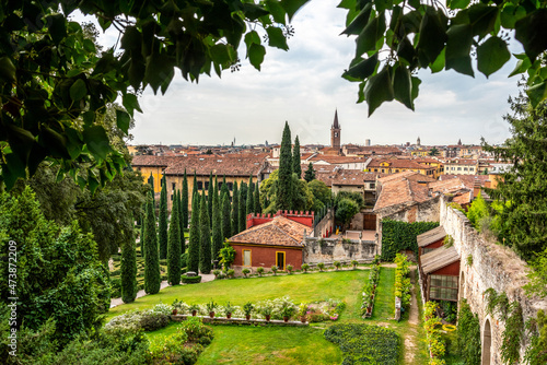 View from Verona from a pavilion at the public park Giardino Giusti