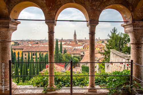 View from Verona from a pavilion at the public park Giardino Giusti