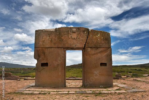 Ruins of Gate of the Sun in Tiwanaku photo
