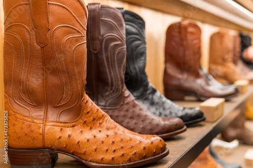American Country & Western cowboy boots, ostrich hide