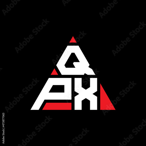 QPX triangle letter logo design with triangle shape. QPX triangle logo design monogram. QPX triangle vector logo template with red color. QPX triangular logo Simple, Elegant, and Luxurious Logo.  photo