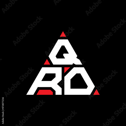 QRO triangle letter logo design with triangle shape. QRO triangle logo design monogram. QRO triangle vector logo template with red color. QRO triangular logo Simple, Elegant, and Luxurious Logo... photo