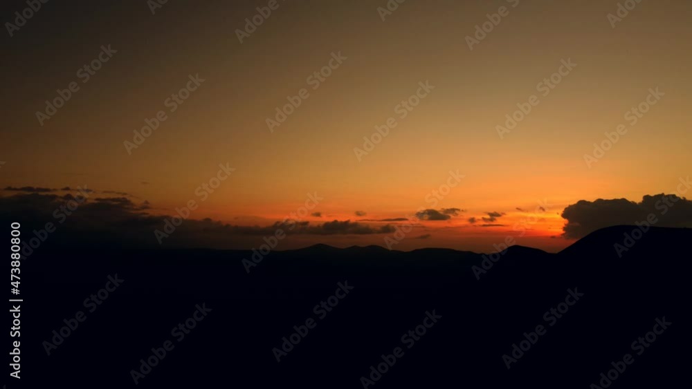 Panning clip of sunset over Calderon Hondo volcanoe Lajares Fuerteventura Panning clip of sunset over Calderon Hondo volcanoe Lajares Fuerteventura