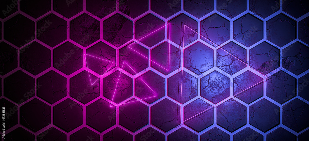 Large futuristic background made of concrete hexagons. 3d render. Large futuristic background made of concrete hexagons. 3d render.