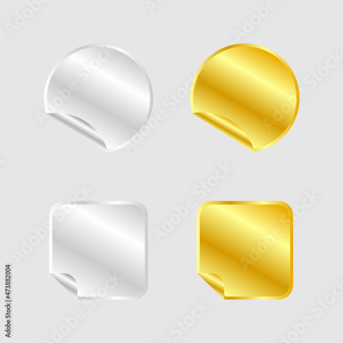 Collections Of Silver And Gold Label Badge Shiny Blank Icon