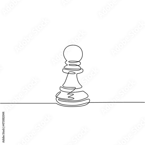Single one line drawing chess pawn logo isolated on white background. Chess logo for web site, app and print presentation. Creative art concept, eps 10. Continuous line draw design vector illustration
