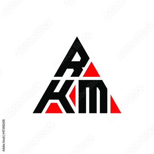 RKM triangle letter logo design with triangle shape. RKM triangle logo design monogram. RKM triangle vector logo template with red color. RKM triangular logo Simple, Elegant, and Luxurious Logo... photo