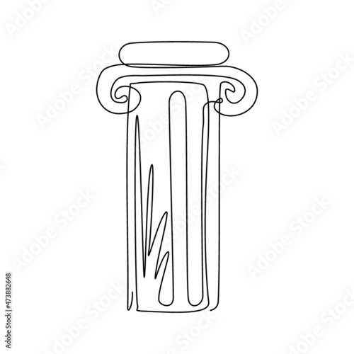 Continuous one line drawing ancient roman and historical classic decorations gothic columns and friezes in ancient venetian style. Classic pillar. Single line draw design vector graphic illustration