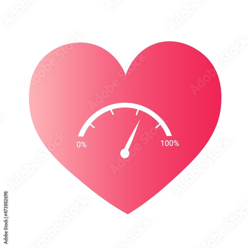 Valentines Day heart shaped love meter indicator. Vector illustration