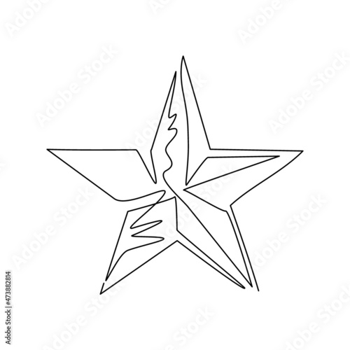 Continuous one line drawing favourite star icon logo template for many purposes. Stars rating review icon for website, mobile apps, banner, poster. Single line draw design vector graphic illustration
