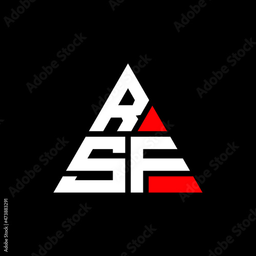 RSF triangle letter logo design with triangle shape. RSF triangle logo design monogram. RSF triangle vector logo template with red color. RSF triangular logo Simple, Elegant, and Luxurious Logo... photo