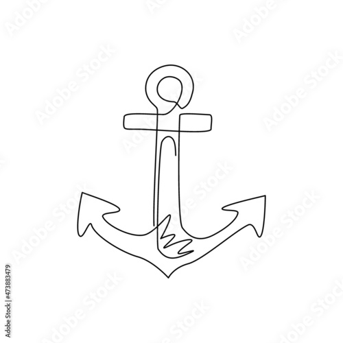 Single continuous line drawing anchor logo Fototapeta