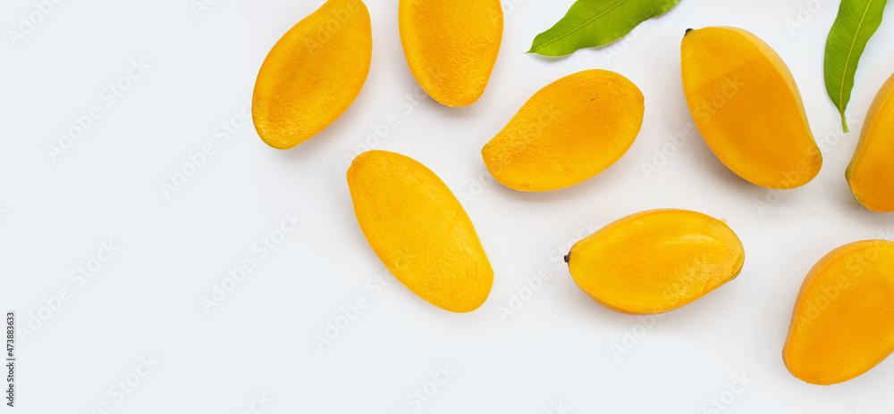 Tropical fruit, Mango on white Tropical fruit, Mango on white