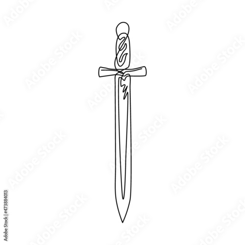 Single one line drawing two crossed swords icon, metal sword, European  straight swords, realistic sword isolated. European straight swords.  Daggers, knifes. Continuous line draw design graphic vector 23860540 Vector  Art at Vecteezy