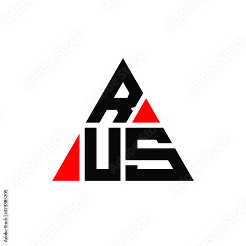 RUS triangle letter logo design with triangle shape. RUS triangle logo design monogram. RUS triangle vector logo template with red color. RUS triangular logo Simple, Elegant, and Luxurious Logo...