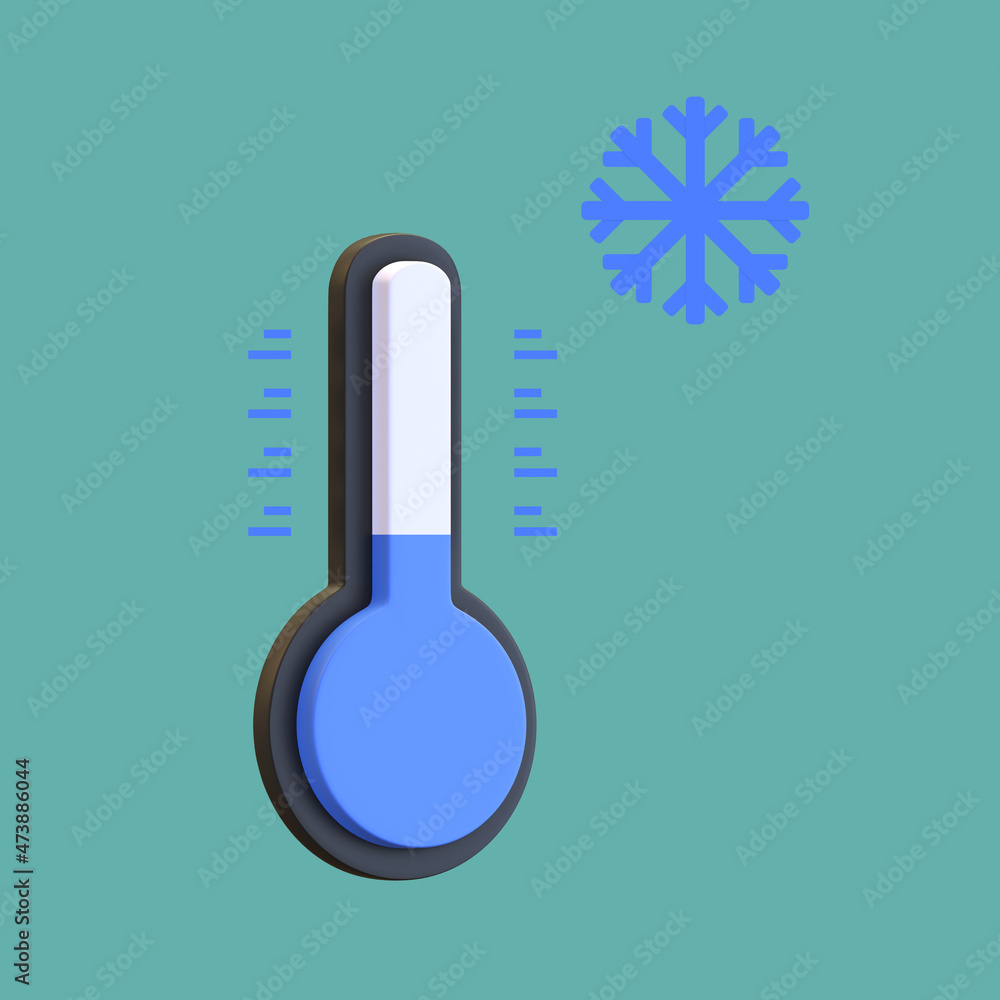 cold temperature low with snow flake weather icon 3d render illustration