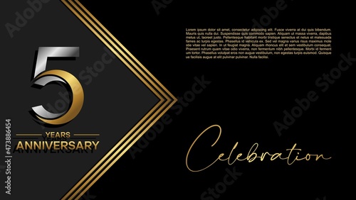 5th anniversary logo. Golden anniversary celebration logo design for booklet, leaflet, magazine, brochure poster, web, invitation or greeting card. vector illustrations. photo