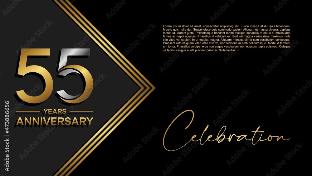 55th anniversary logo. Golden anniversary celebration logo design for booklet, leaflet, magazine, brochure poster, web, invitation or greeting card. vector illustrations.