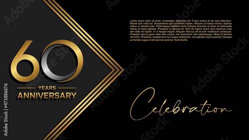 60th anniversary logo. Golden anniversary celebration logo design for booklet, leaflet, magazine, brochure poster, web, invitation or greeting card. vector illustrations.