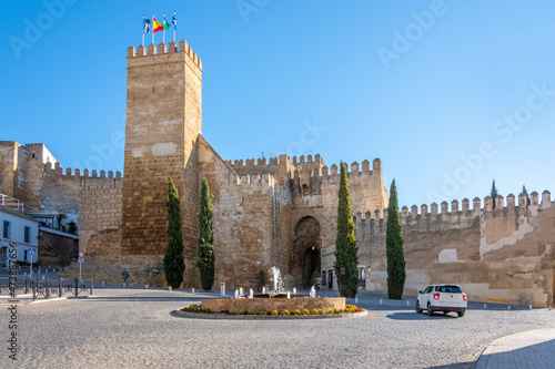 The Alcazar de la Puerta de Sevilla Moorish castle fortress in Carmona, Spain.