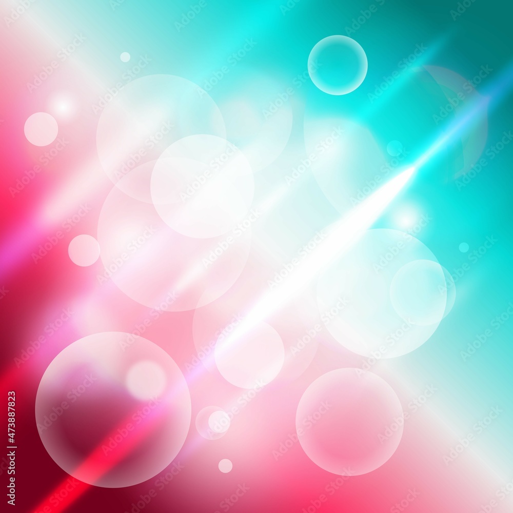 Bokeh lights on Red and blue gradient background, with multiple of crossed rays and bubbles Bokeh lights on Red and blue gradient background, with multiple of crossed rays and bubbles