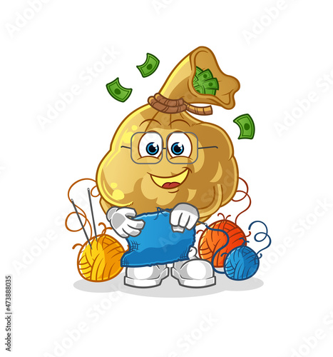 money bag tailor mascot. cartoon vector