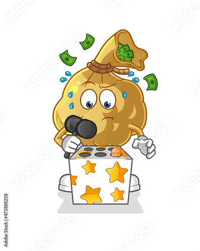 money bag play whack a mole mascot. cartoon vector