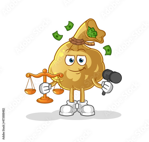 money bag lawyer cartoon. cartoon mascot vector