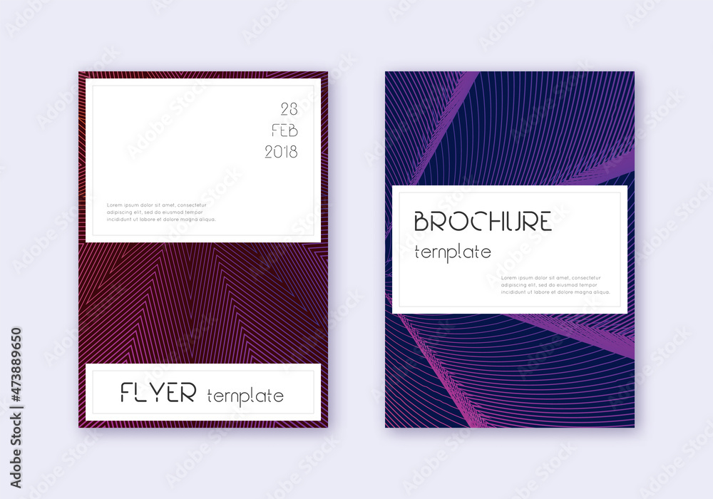 Naklejka premium Stylish cover design template set. Violet abstract