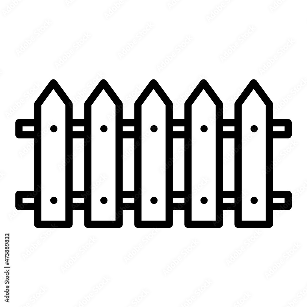 Wooden Fence Flat Icon Isolated On White Background