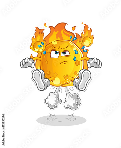 meteor fart jumping illustration. character vector