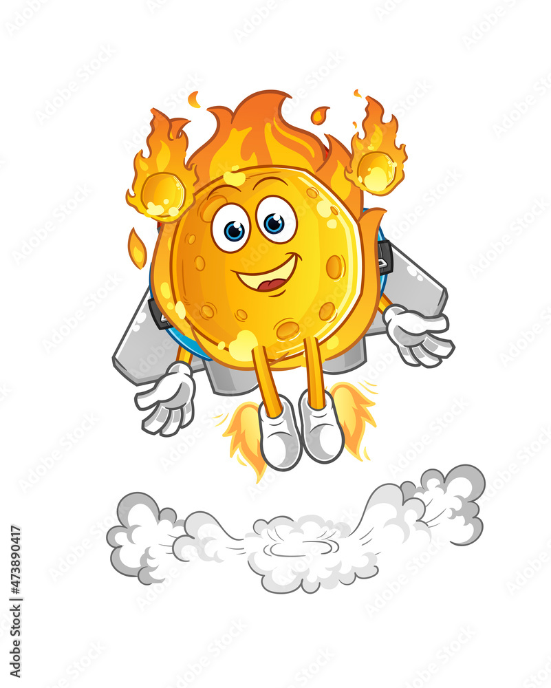 Fototapeta premium meteor with jetpack mascot. cartoon vector
