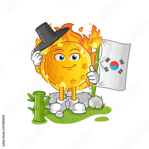 meteor korean character. cartoon mascot vector